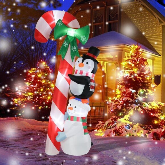 ⚡8.6 Ft Christmas Inflatables Candy Cane Snowman Penguin Outdoor Decorations - Picture 3 of 8